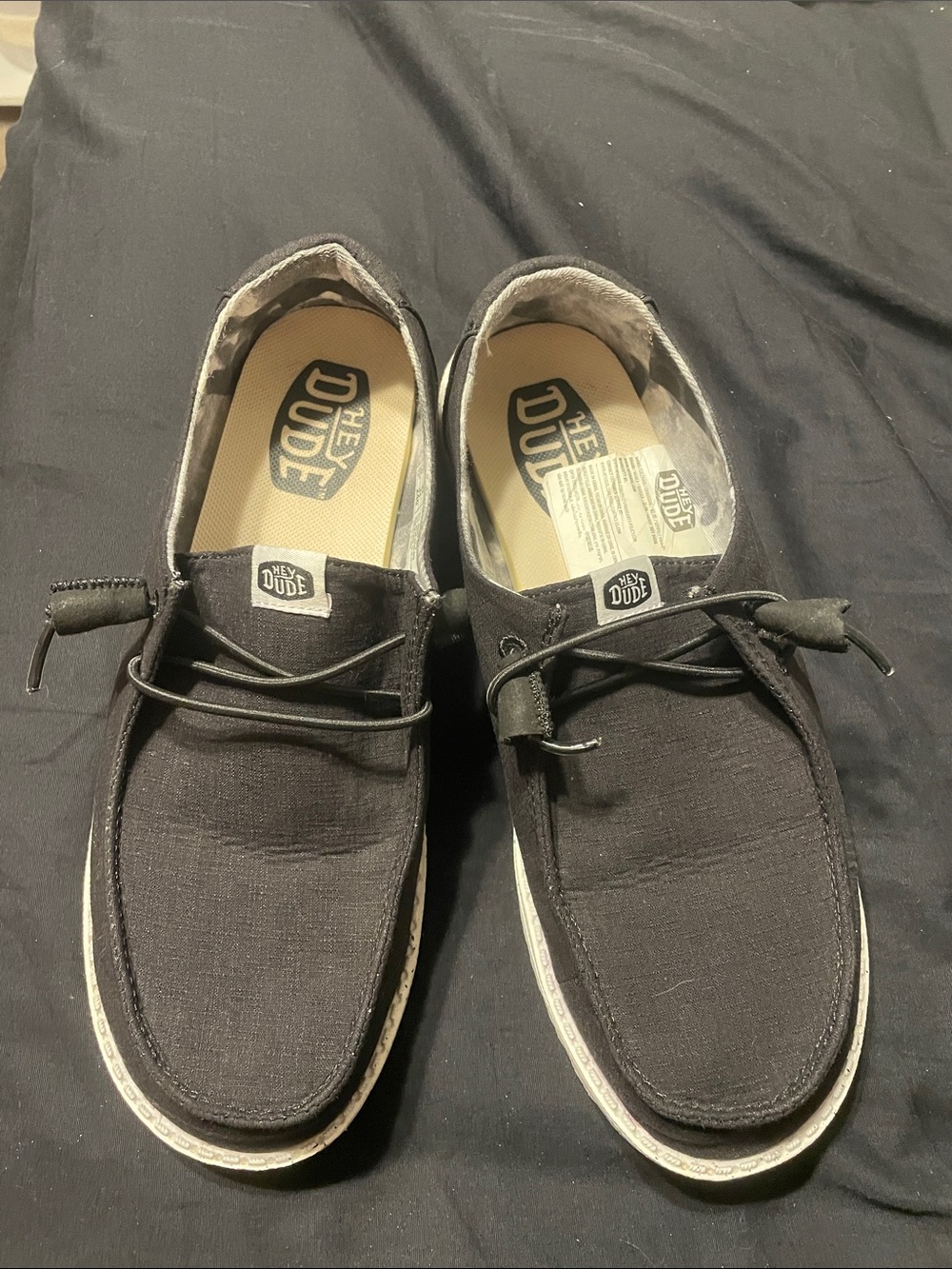 Hey Dude Black Canvas Slip-On Loafers